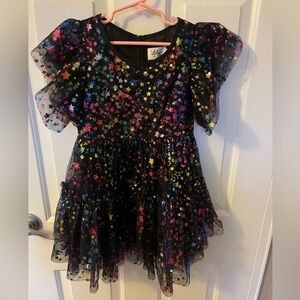 Lola and the boys black rainbow star dress with ruffles. Size 6